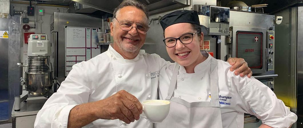 Raymond Blanc shares a cup of tea with Josie Milicevic at Le Manoir aux Quat' Saisons.