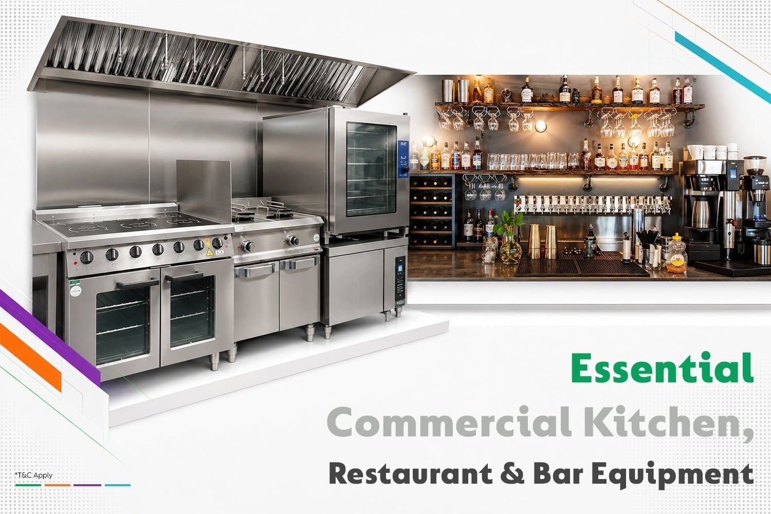 Commercial kitchen equipment guide featuring cooking, refrigeration, preparation, bakery, restaurant and bar equipment for foodservice and hospitality operations.